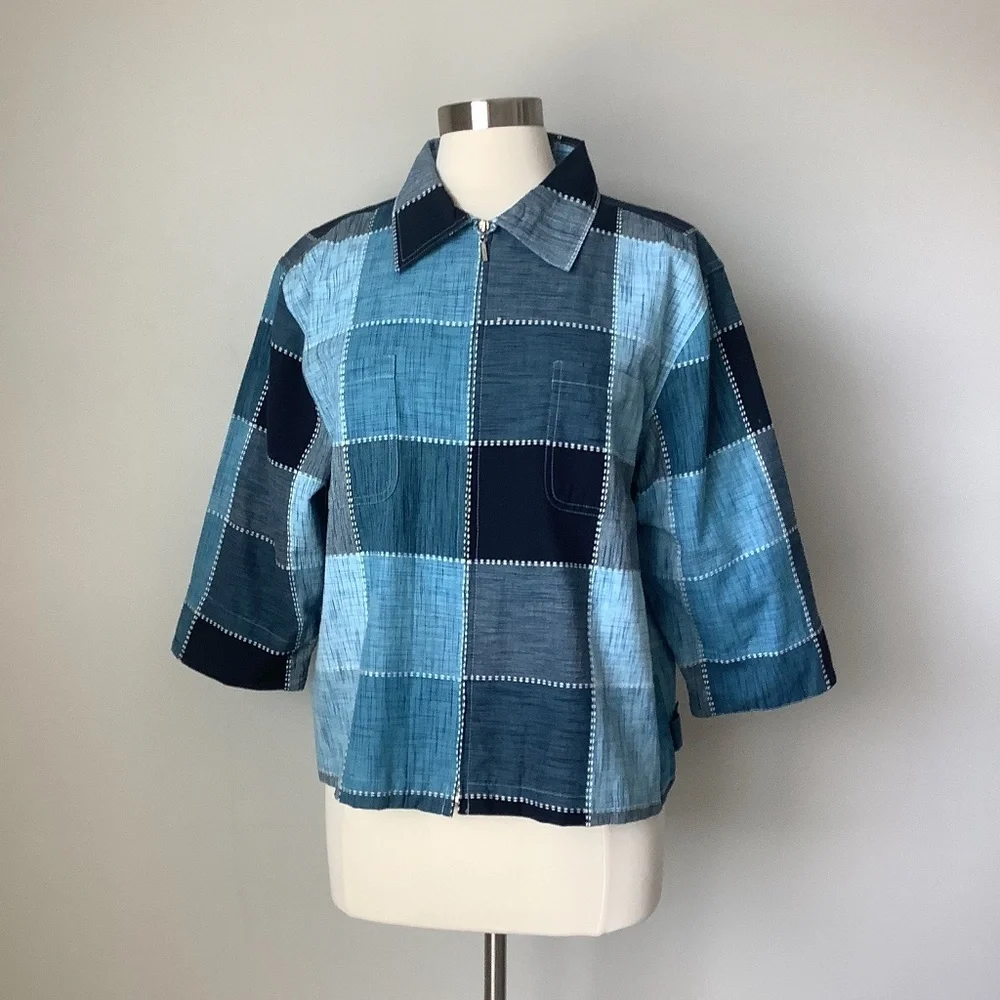 Vintage‎ Patchwork 3/4 Sleeve Blazer Jacket Large